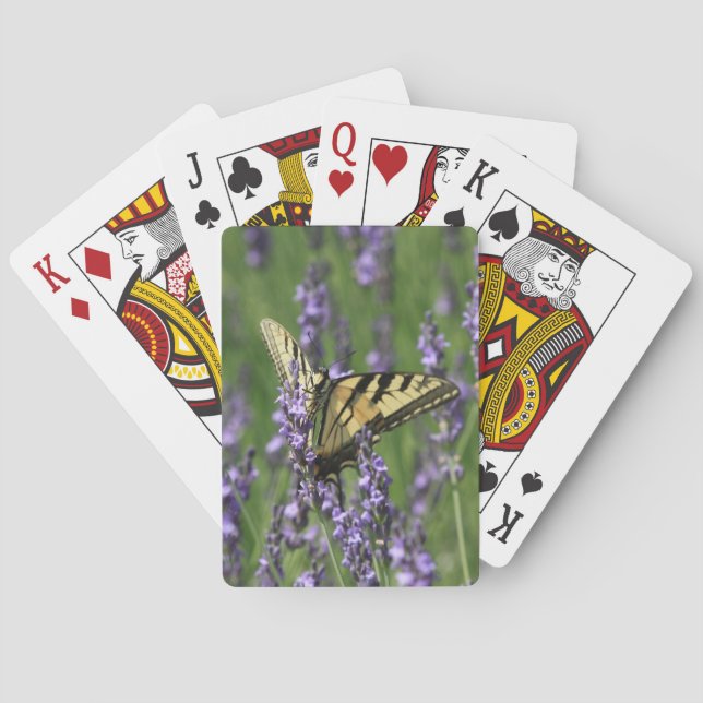 Baraja De Cartas Mariposa amarilla en las tarjetas de juego Lavende (Reverso)