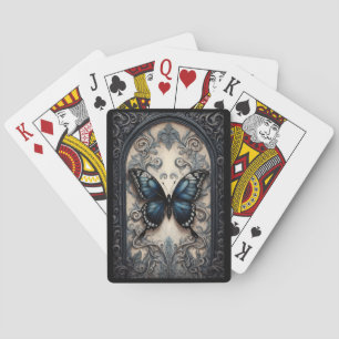 Baraja De Cartas Mariposa azul en marco gótico