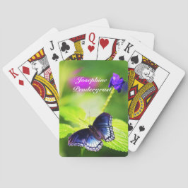 Baraja De Cartas Mariposa azul en un entorno floral Personalizar no