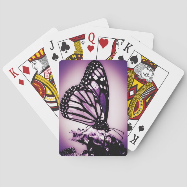 Baraja De Cartas Mariposa de monarca, púrpura (Reverso)