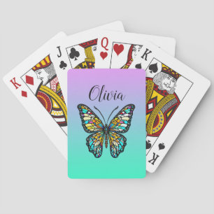 Baraja De Cartas Mariposa de vidrio manchado colorido personalizada