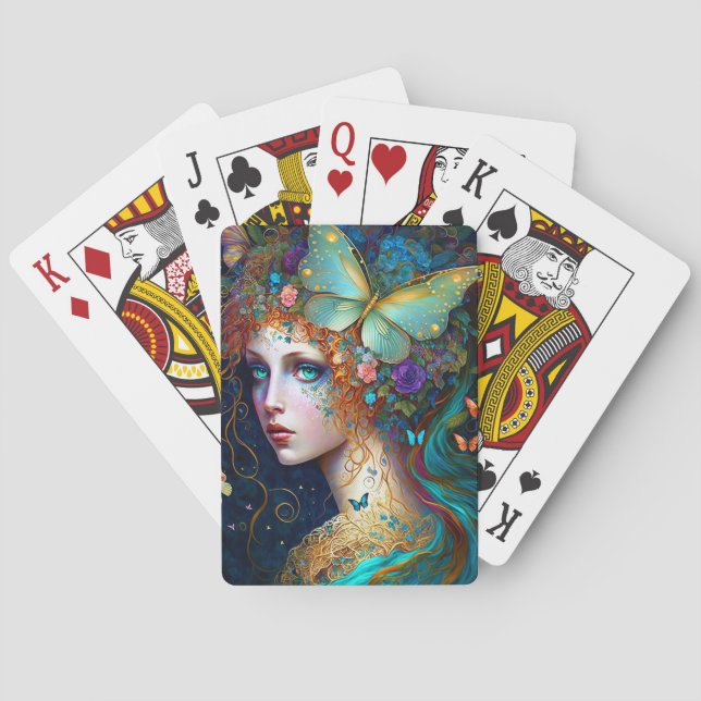 Baraja De Cartas Mariposa Fairy Elf Lady Fantasy Art (Reverso)