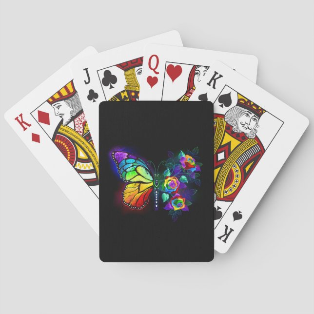 Baraja De Cartas Mariposa florida arcoiris (Reverso)