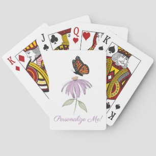 Baraja De Cartas Mariposa monarca con flor de cono morado