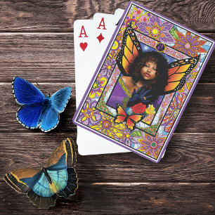 Baraja De Cartas Mariposa Monarca Hada Flor Púrpura