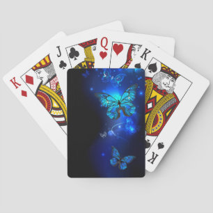 Baraja De Cartas Mariposa morfo en el fondo oscuro