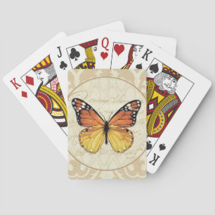 Baraja De Cartas Mariposa Naranja de época