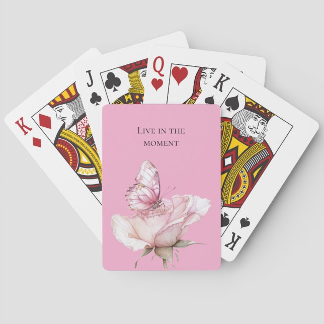 Baraja De Cartas Mariposa Rosa Rosada (Reverso)