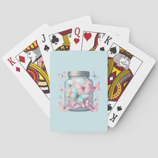Baraja De Cartas Mariposas Caprichosas en un Tarro (Reverso)