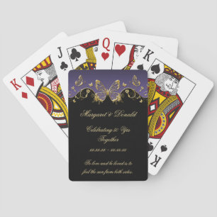 Baraja De Cartas Mariposas Purple Black Gold 50.º Boda
