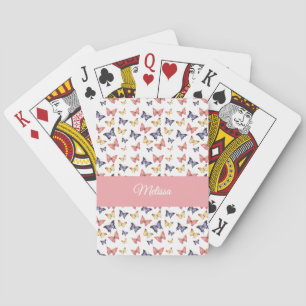 Baraja De Cartas Mariposas Rosa Púrpura Monograma Nombre