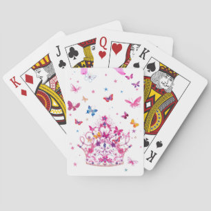 Baraja De Cartas Mariposas voladoras coloridas con arte de la coron