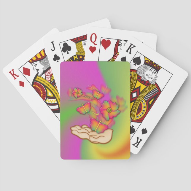 Baraja De Cartas Mariposas y flores (Reverso)