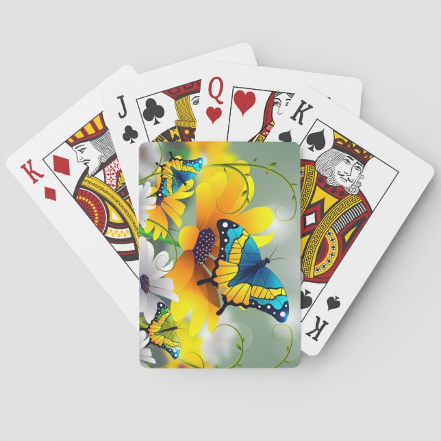 Baraja De Cartas Mariposas y flores (Reverso)
