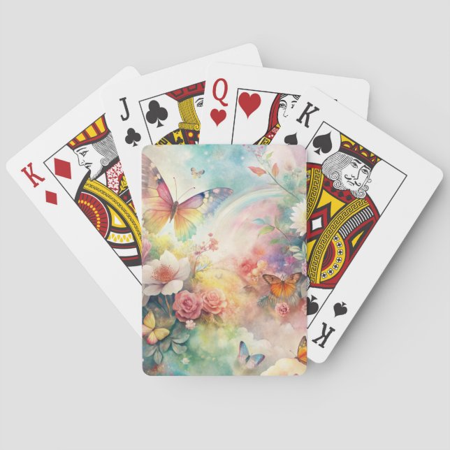 Baraja De Cartas Mariposas y Flores Caprichosas (Reverso)