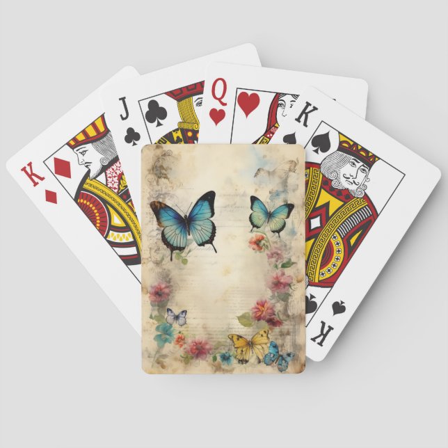 Baraja De Cartas Mariposas y flores de época (Reverso)