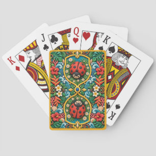 Baraja De Cartas Mariquita, Arte de Arcilla de Prado Floral