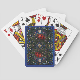 Baraja De Cartas Mariquita, Vidrio Emplomado de Prado Floral