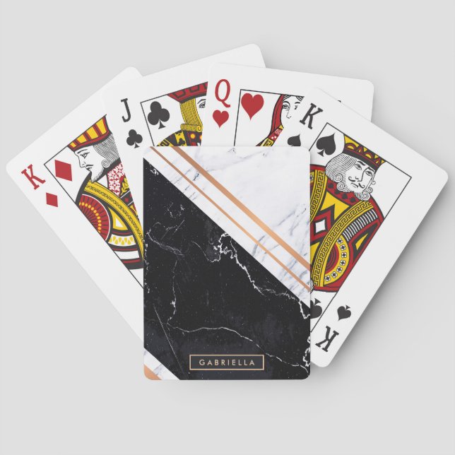 Baraja De Cartas Mármol blanco y negro (Reverso)