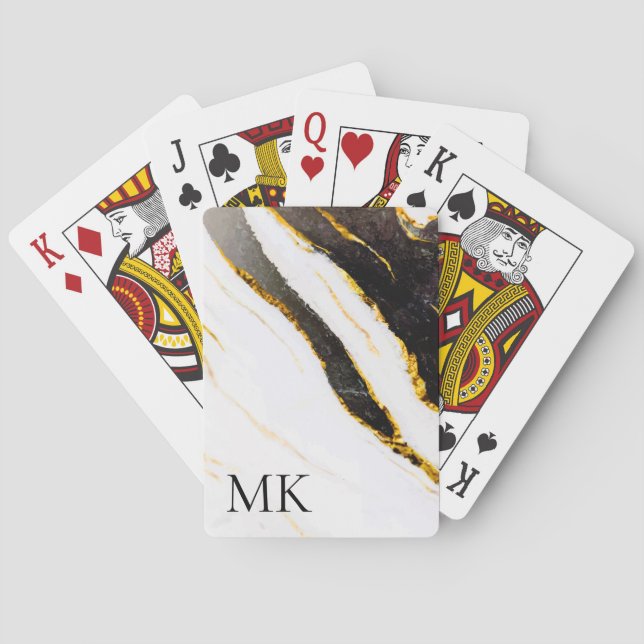 Baraja De Cartas Mármol blanco y negro (Reverso)