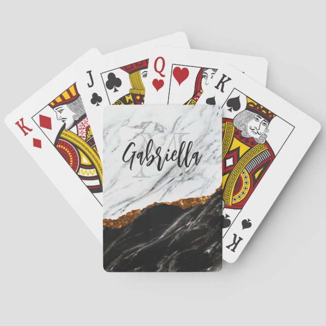 Baraja De Cartas Mármol blanco y negro (Reverso)