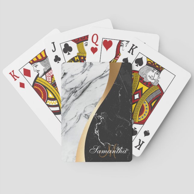 Baraja De Cartas Mármol blanco y negro (Reverso)