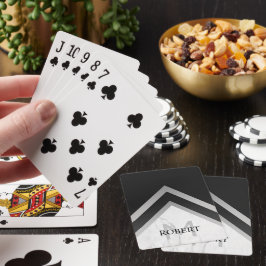 Baraja De Cartas Mármol de plata negra geométrica monogramada
