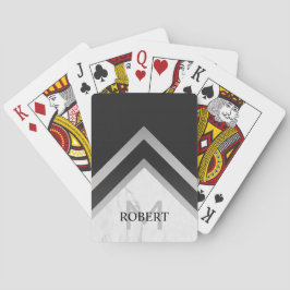 Baraja De Cartas Mármol de plata negra geométrica monogramada