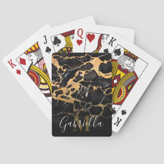 Baraja De Cartas Mármol negro y dorado
