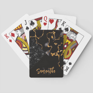 Baraja De Cartas Mármol negro y Purpurina