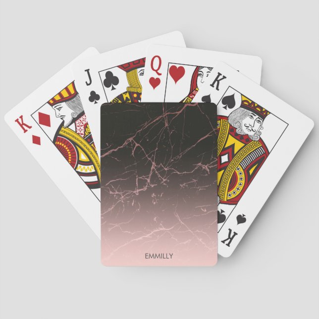 Baraja De Cartas Mármol Rosa negro (Reverso)