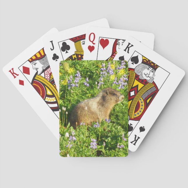 Baraja De Cartas Marmot en Mont Rainier Wildflowers (Reverso)