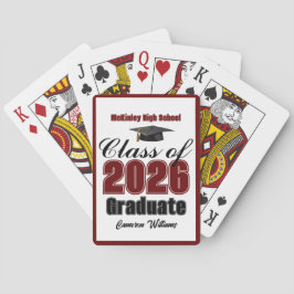Baraja De Cartas Maroon Class of 2026 Custom Graduation Party