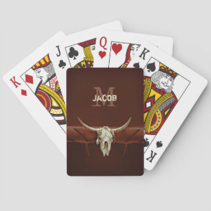 Baraja De Cartas Marrón de toros Monograma occidental rústico occid