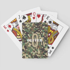 Baraja De Cartas Marrón verde beige camo camuflaje Monograma nombre