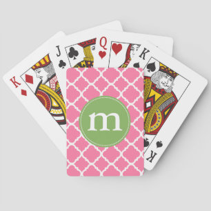 Baraja De Cartas Marroquí rosado elegante Quatrefoil personalizado