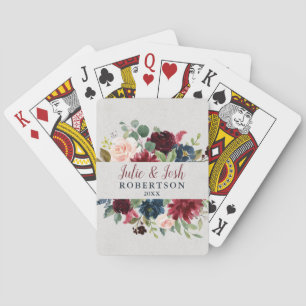 Baraja De Cartas Marsala y favor que se casa personalizado floral