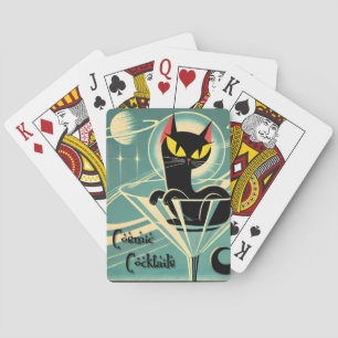 Baraja De Cartas Martini de gato negro de la era espacial futurista