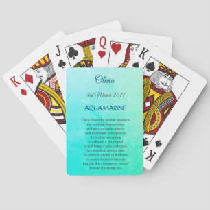 Baraja De Cartas Marzo Diseño de Birthstone Aquamarine
