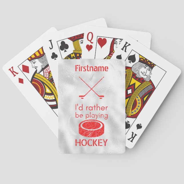 Baraja De Cartas Más bien jugar - hockey sobre hielo rojo (Reverso)
