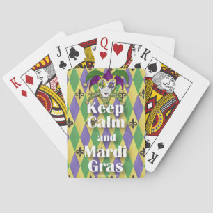Baraja De Cartas Máscara de Bufón Mantén la Calma y Mardi Gras