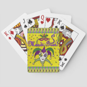 Baraja De Cartas Máscara de Bufón Mardi Gras Arlequín
