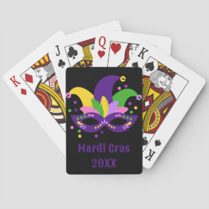 Baraja De Cartas Máscara de mardi gras de oro verde morado