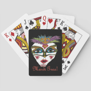 Baraja De Cartas Máscara de plumas brillantes Colorido Mardi Gras