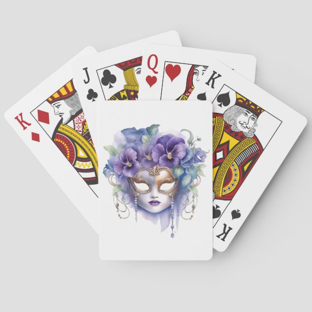 BARAJA DE CARTAS MÁSCARA DELICADA FLORAL DE MARDI GRAS (Reverso)