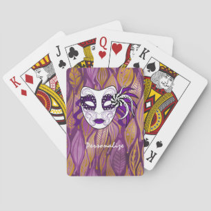 Baraja De Cartas Máscara exótica de Mardi Gras Purple personalizada