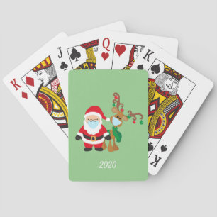 Baraja De Cartas Máscara facial de Navidad Santa y Reno 2020