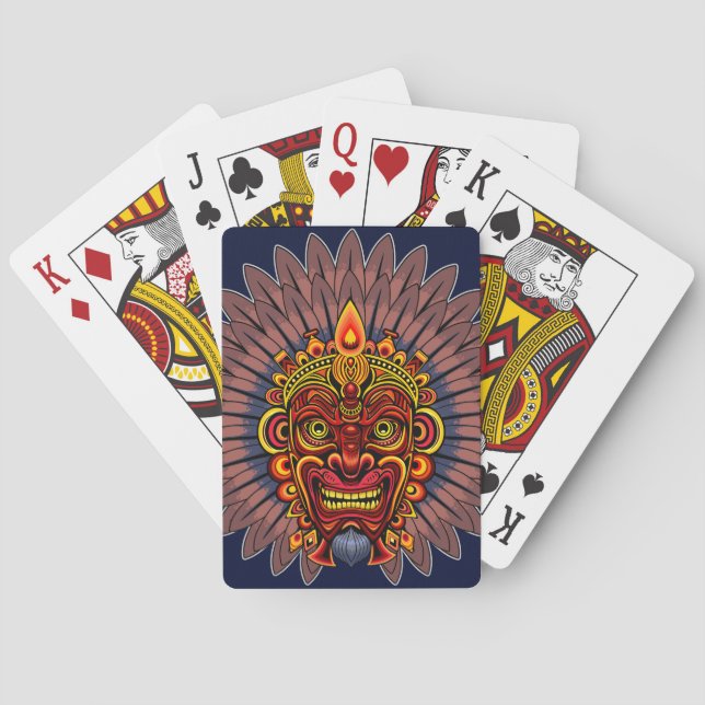 Baraja De Cartas Máscara ritual del rey guerrero tribal (Reverso)