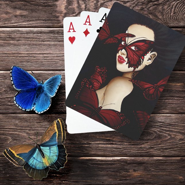 Baraja De Cartas Máscara Roja de Mariposa Mujer Fantasía Gótica (Subido por el creador)