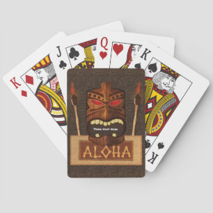 Baraja De Cartas Máscara tiki de madera Retro Aloha Hawai